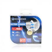 Автомобильная лампа Галогеновая H11 12V 55W Ultra Vision +150% (комплект 2 лампы) (Шт) CIKOO CG1511